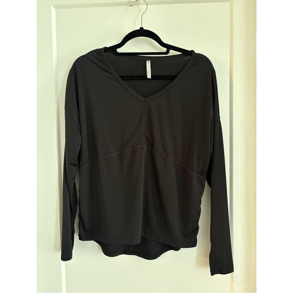 Fabletics Black V-Neck Long Sleeve Performance Top
